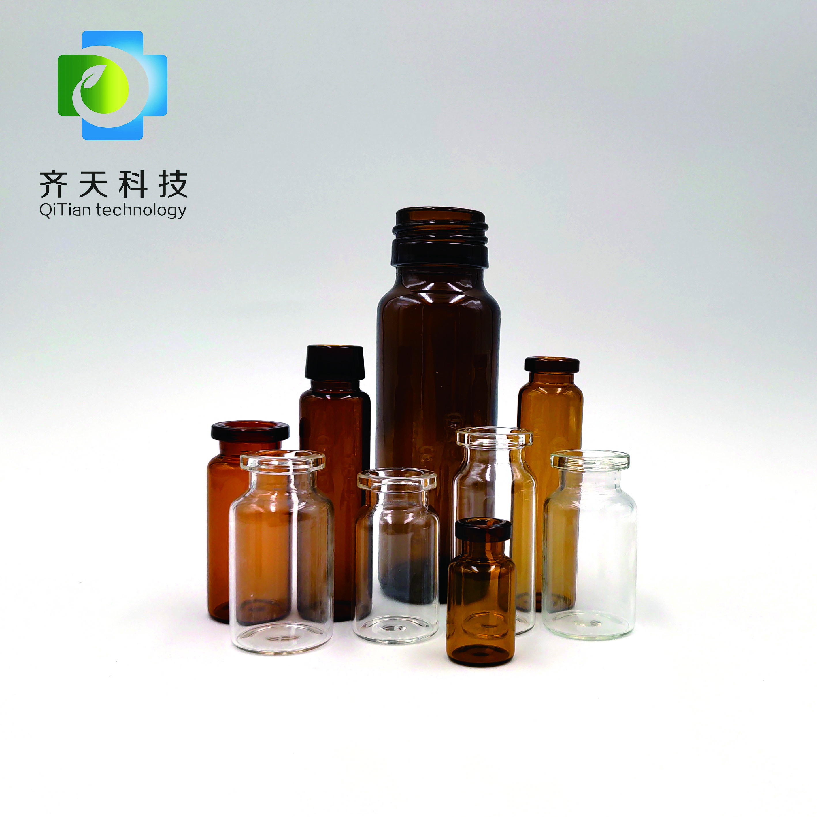 Pharmaceutical sterile 10ml tubular glass injection vial with rubber stopper