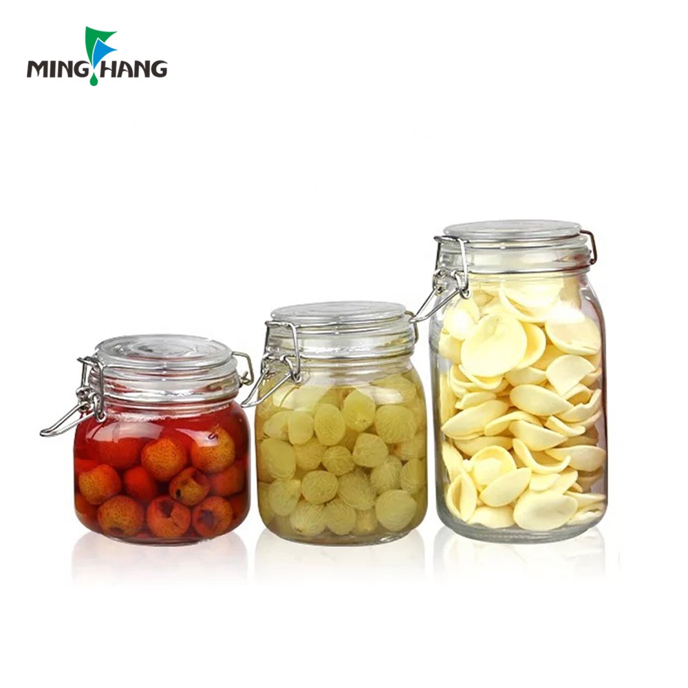 Pickle Jar 2l Food Packaging Containers Stout 500ml 750ml 1000ml 1500ml Glass Eco-friendly Storage Bottles Jars Cover