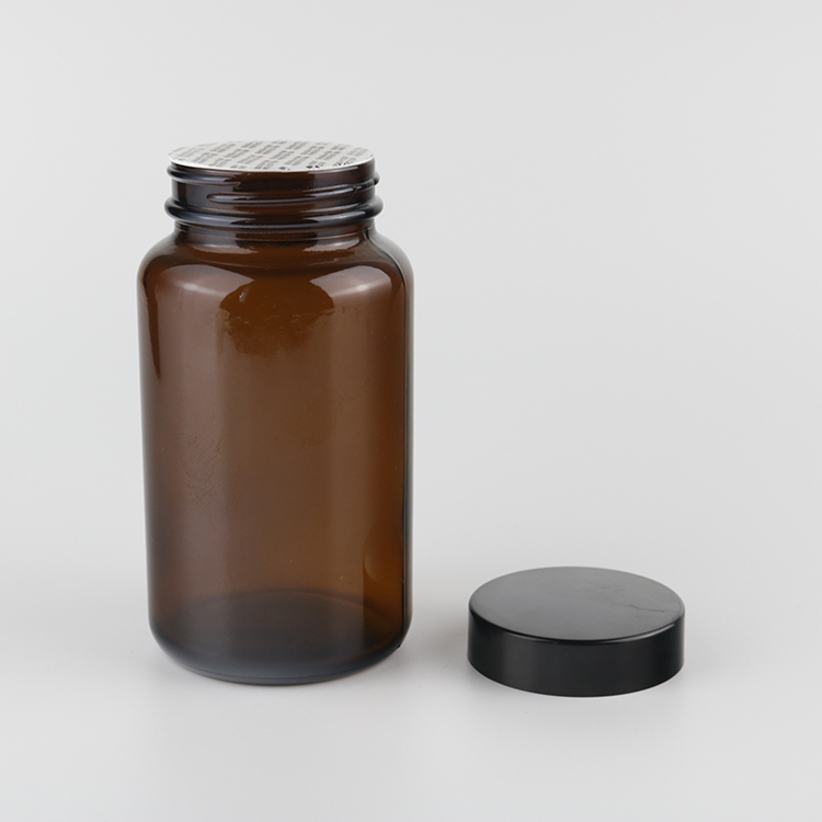Pill Bottle Packaging Capsule Container Supplements 300ml Amber Medical Glass Bottle