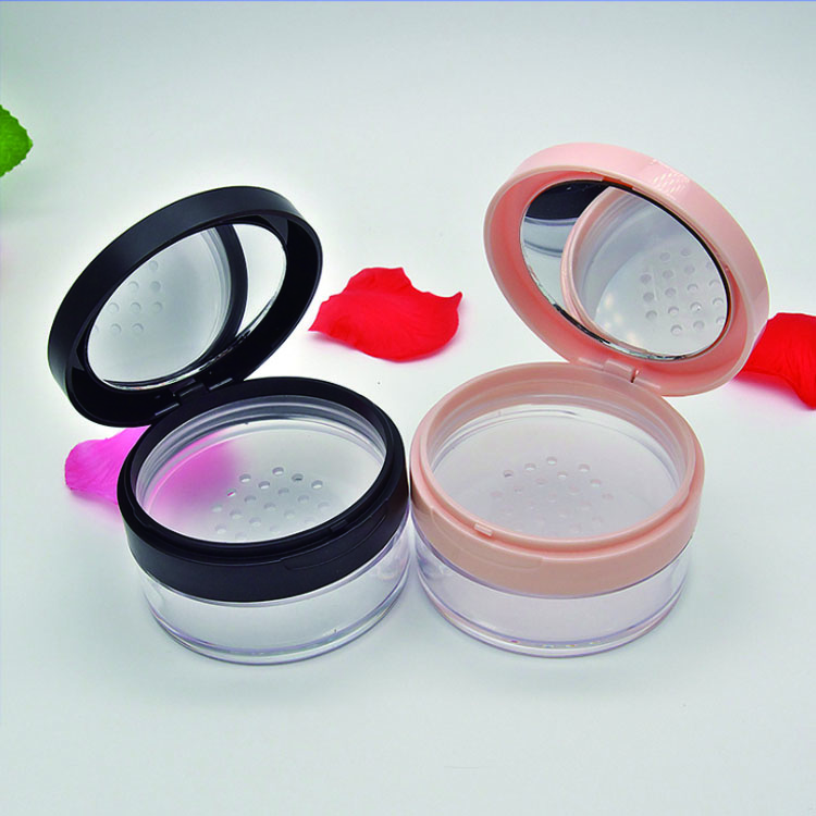 Pink & Black Capacity 20g Base Makeup No Logo Empty/Loose Powder Case Jar With Mirror