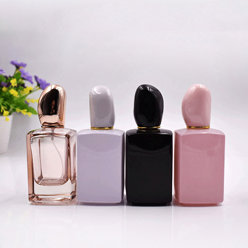 Pink / Black Flacon de Parfum Frascos de Vidrio Para Square Perfumes Glass Bottles 50ml