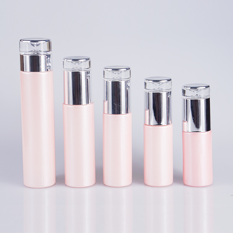 Pink Color Round Shaped 30ml 60ml 100ml 120ml Glass Body Lotion Bottles for Cosmetic Packaging