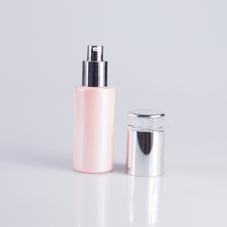 Pink Color Round Shaped 30ml 60ml 100ml 120ml Glass Body Lotion Bottles for Cosmetic Packaging