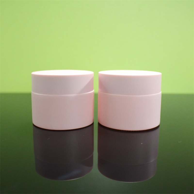 Pink Color Unique Cosmetics Packaging Set Glass Body Lotion Bottles Cream Jar With White Plastic Lid envase cosmetico vidrio