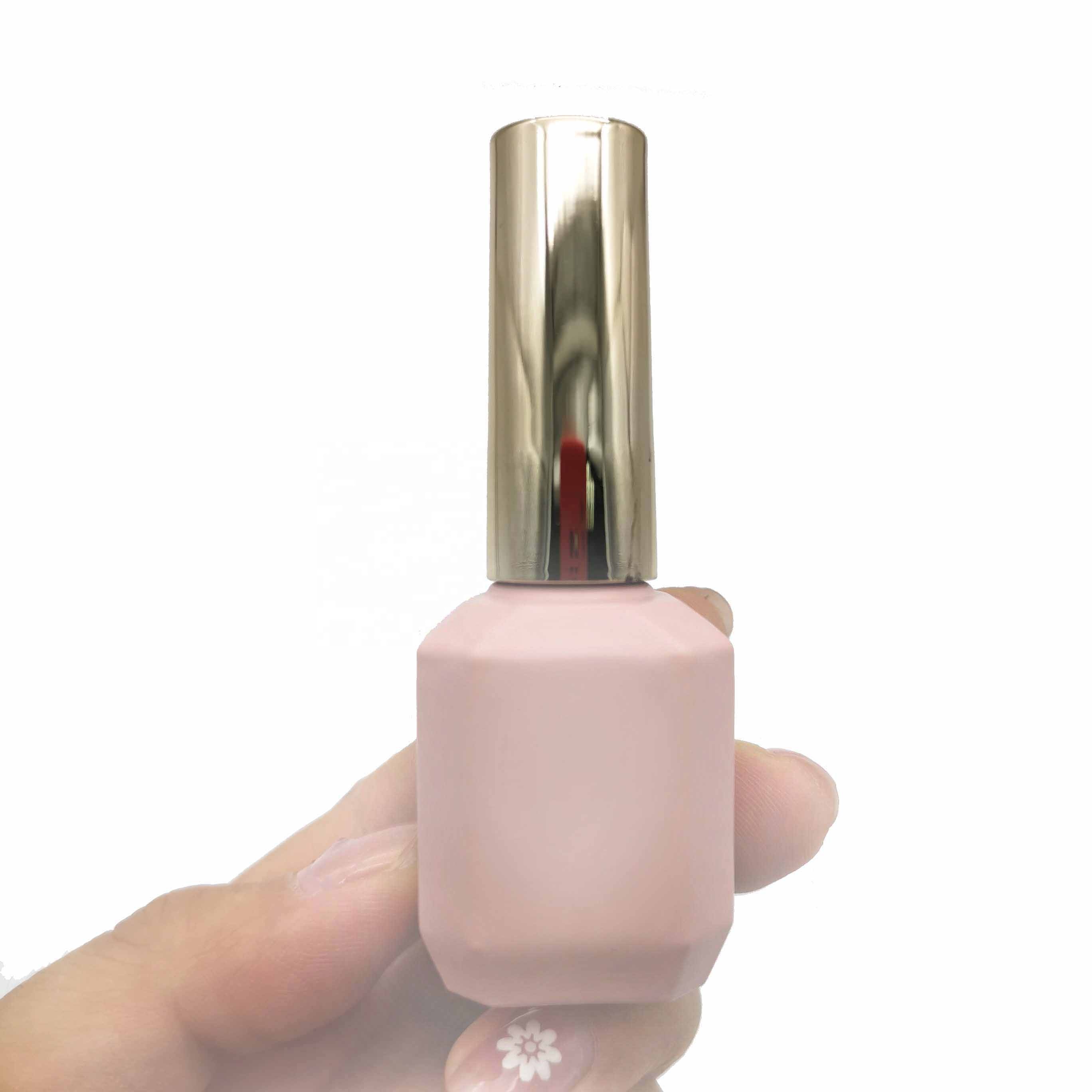 Pink Empty Nail Polish 15 ml Bottles Matte With Gold Cap Nail Polish Bottle Supplier Low MOQ Quick Shipping