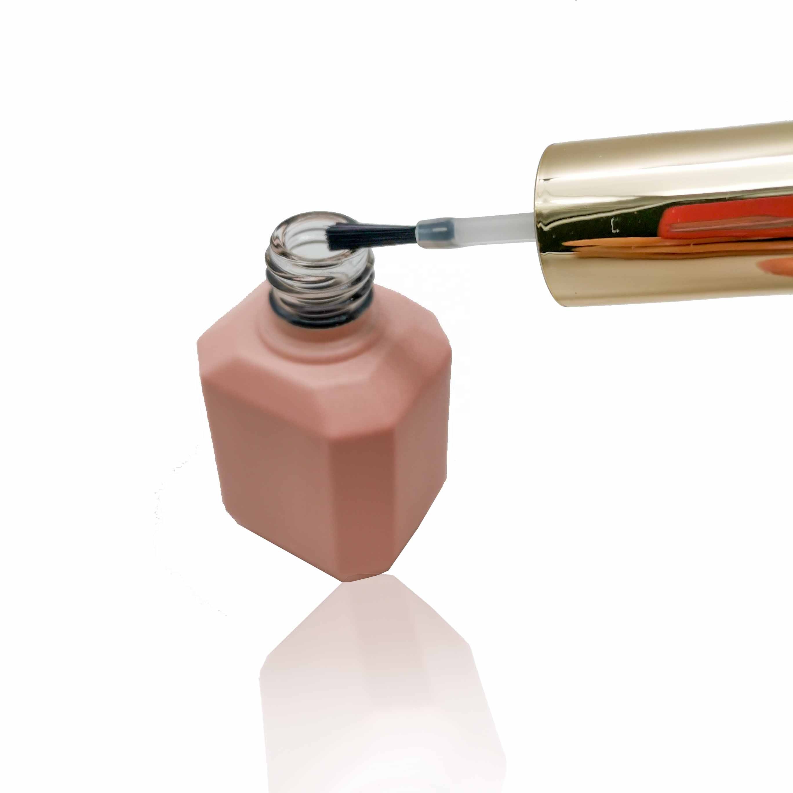 Pink Empty Nail Polish 15 ml Bottles Matte With Gold Cap Nail Polish Bottle Supplier Low MOQ Quick Shipping