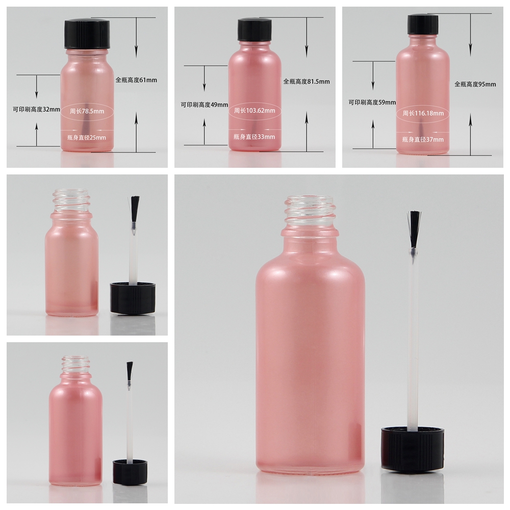 Pink Gel Nail Polish 10ml 30ml 50ml Bottle, with Brush and Black Cap