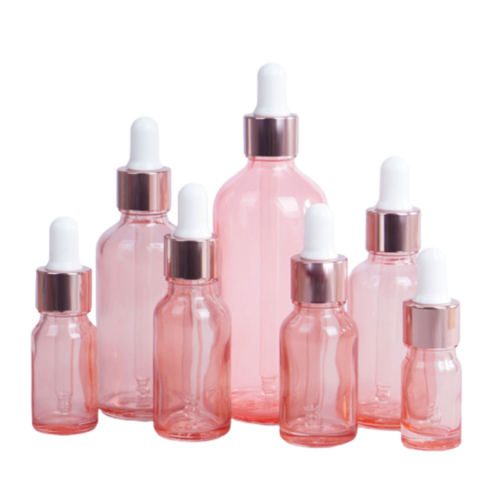 Pink Glass Dropper Bottles 5ml 10ml 15ml 20ml 30ml 50ml 100ml Glass Rose Gold Dropper Bottle for Essential Oil/Cosmetics
