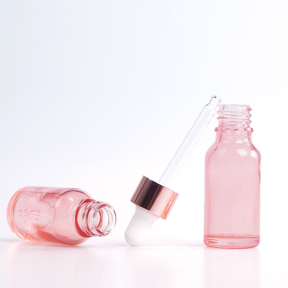 Pink Glass Dropper Bottles 5ml 10ml 15ml 20ml 30ml 50ml 100ml Glass Rose Gold Dropper Bottle for Essential Oil/Cosmetics