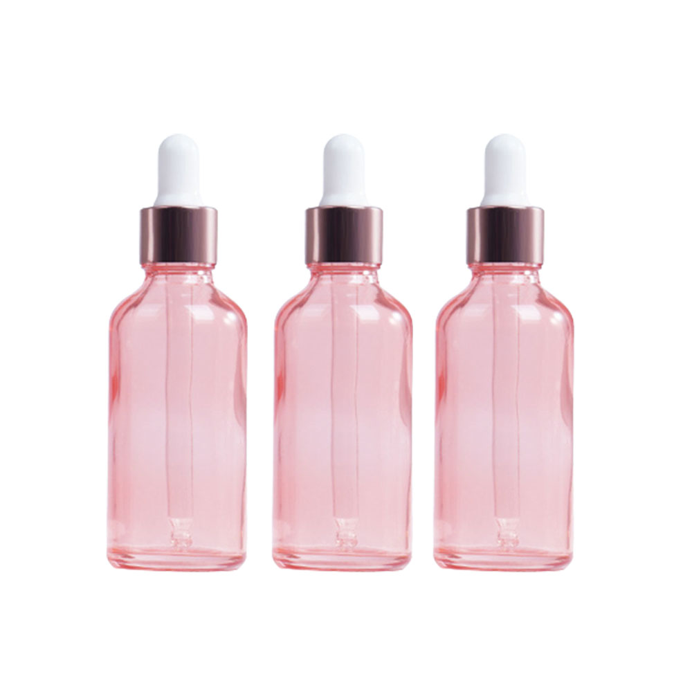 Pink Glass Dropper Bottles 5ml 10ml 15ml 20ml 30ml 50ml 100ml Glass Rose Gold Dropper Bottle for Essential Oil/Cosmetics