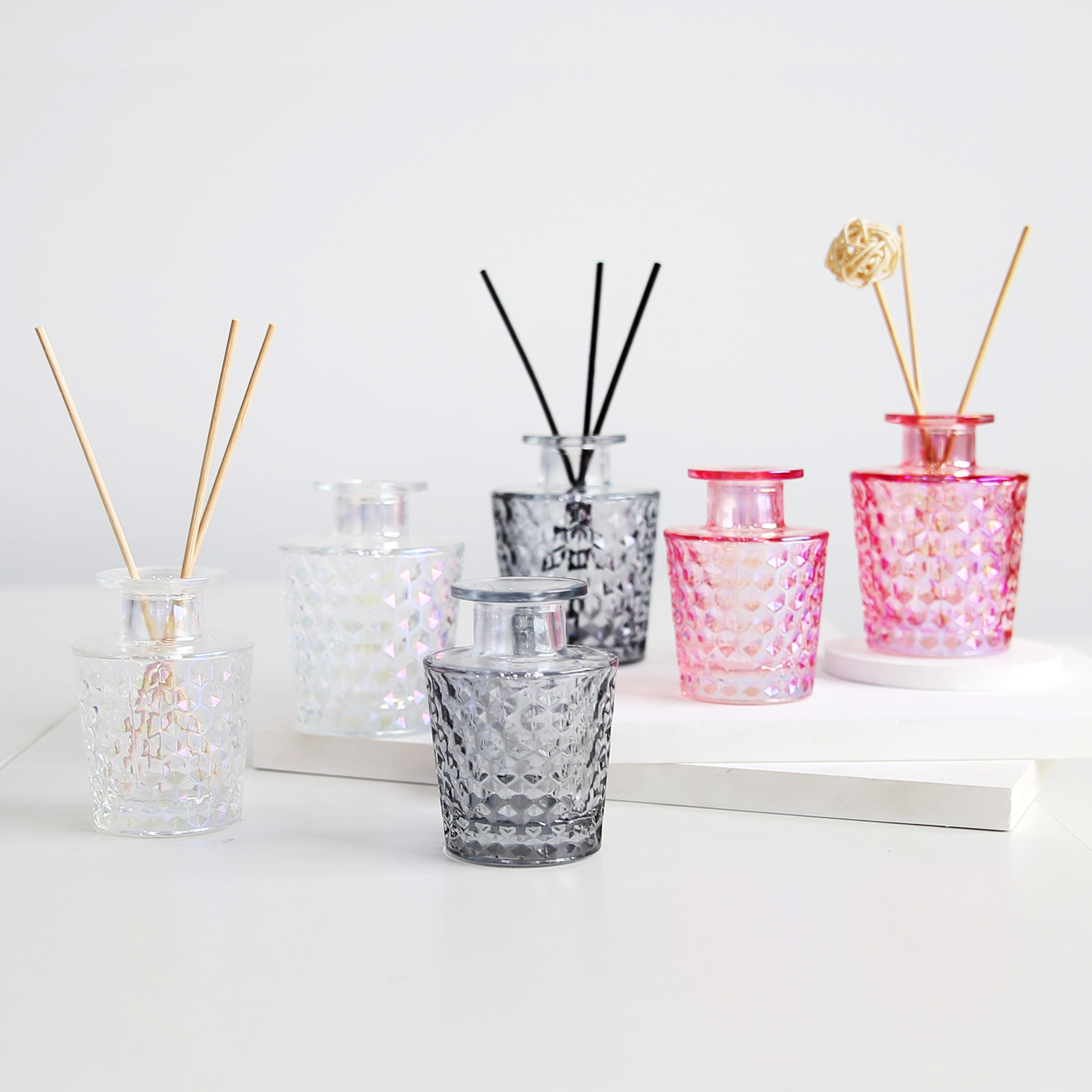 Pink Glass Reed Diffuser Bottle Can Fragrance Diffuser Empty Bottle