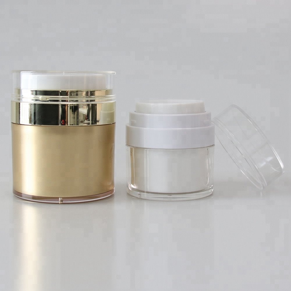 Pink Gold Empty Acrylic Double Wall Plastic Airless Jar with Clear Cap for Face Cream