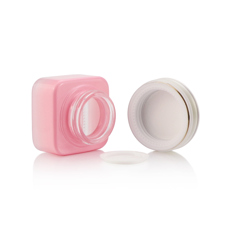 Pink customized cosmetic glass bottle/container packing set for skin care