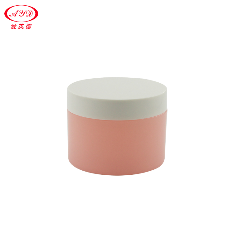 Pink plastic cosmetic jars 8oz Body scrub bottle Color logo can be customized