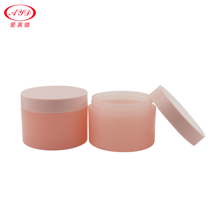 Pink plastic cosmetic jars 8oz Body scrub bottle Color logo can be customized