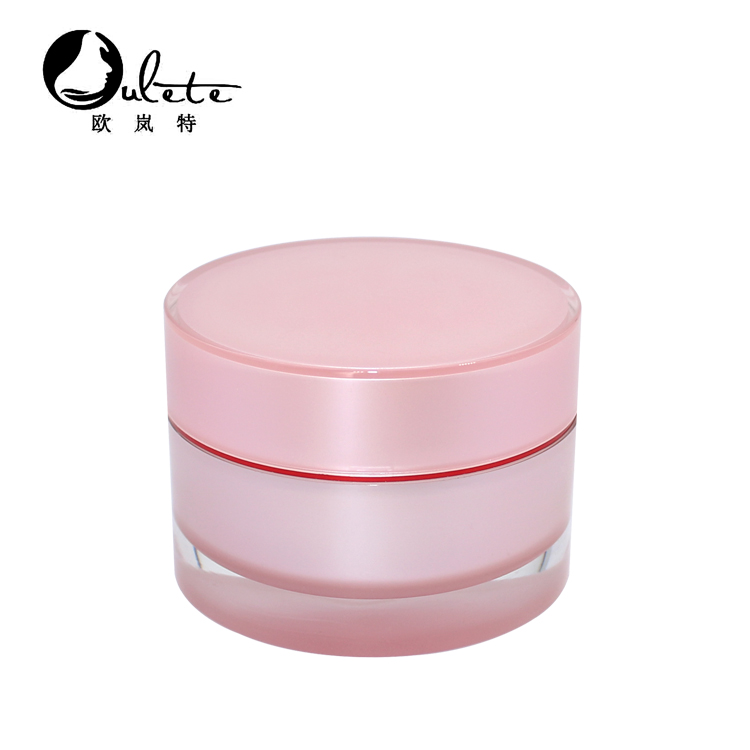 Pink round empty cosmetic 20g 30g jar acrylic cream jar container 1 oz jar for skin care