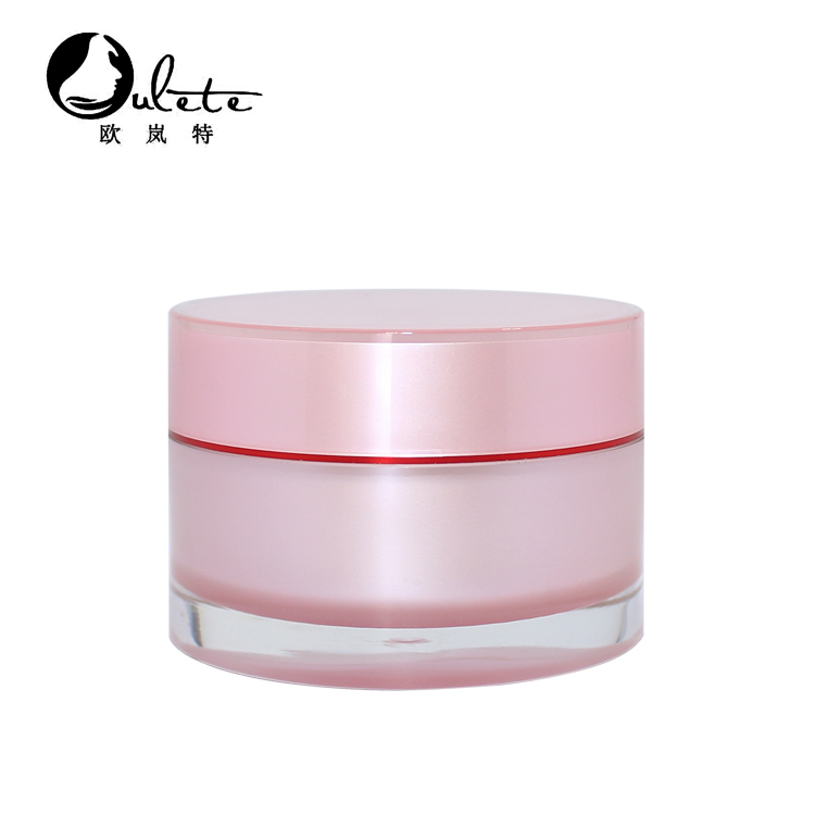 Pink round empty cosmetic 20g 30g jar acrylic cream jar container 1 oz jar for skin care