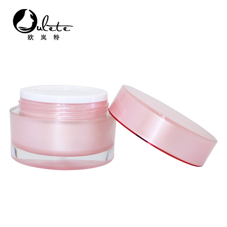 Pink round empty cosmetic 20g 30g jar acrylic cream jar container 1 oz jar for skin care