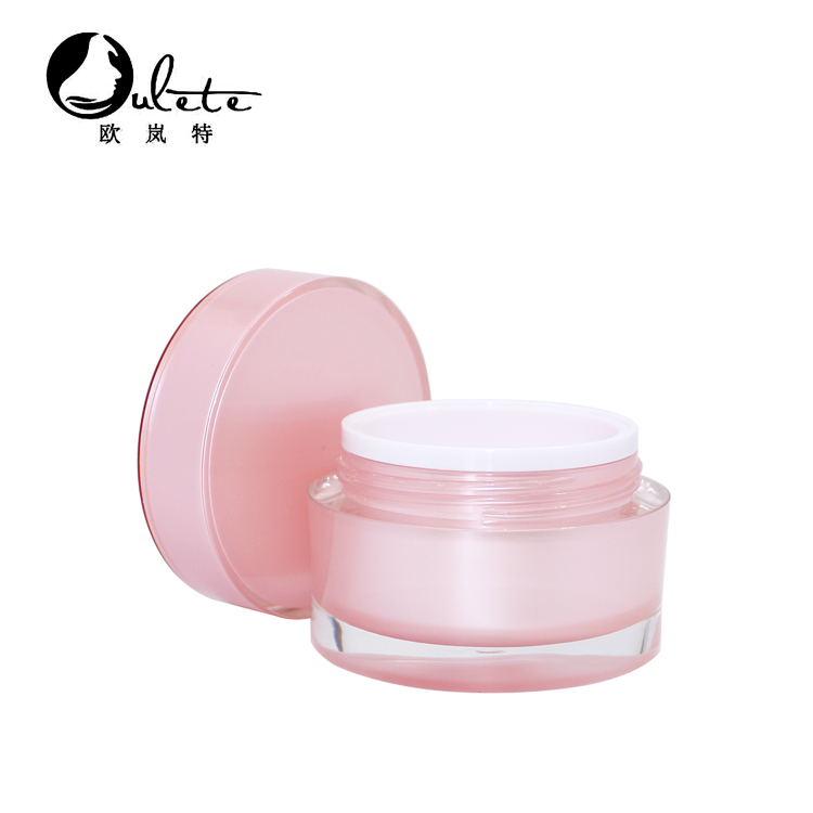 Pink round empty cosmetic 20g 30g jar acrylic cream jar container 1 oz jar for skin care