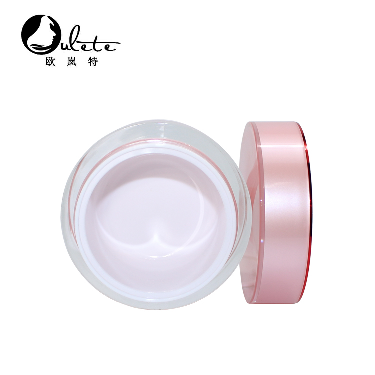 Pink round empty cosmetic 20g 30g jar acrylic cream jar container 1 oz jar for skin care