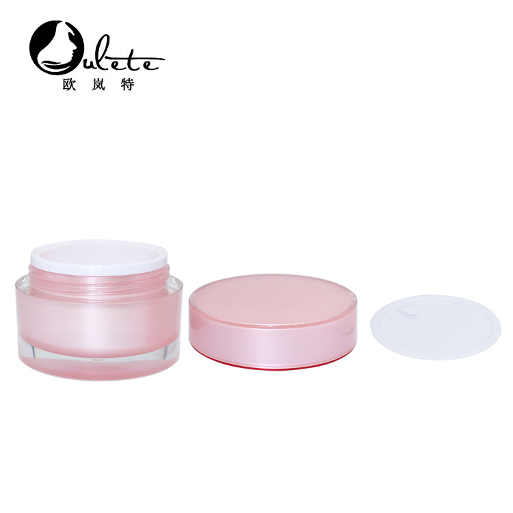 Pink round empty cosmetic 20g 30g jar acrylic cream jar container 1 oz jar for skin care