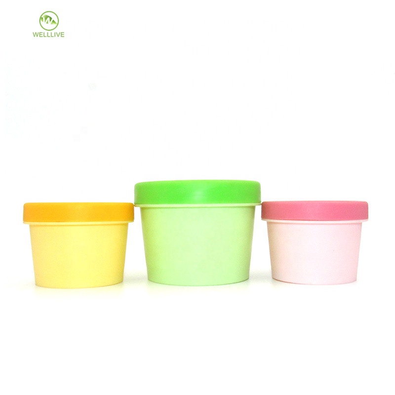 Pink yellow green color 50g 100g 200g round cosmetic hair wax conditioner pp plastic pomade container jar