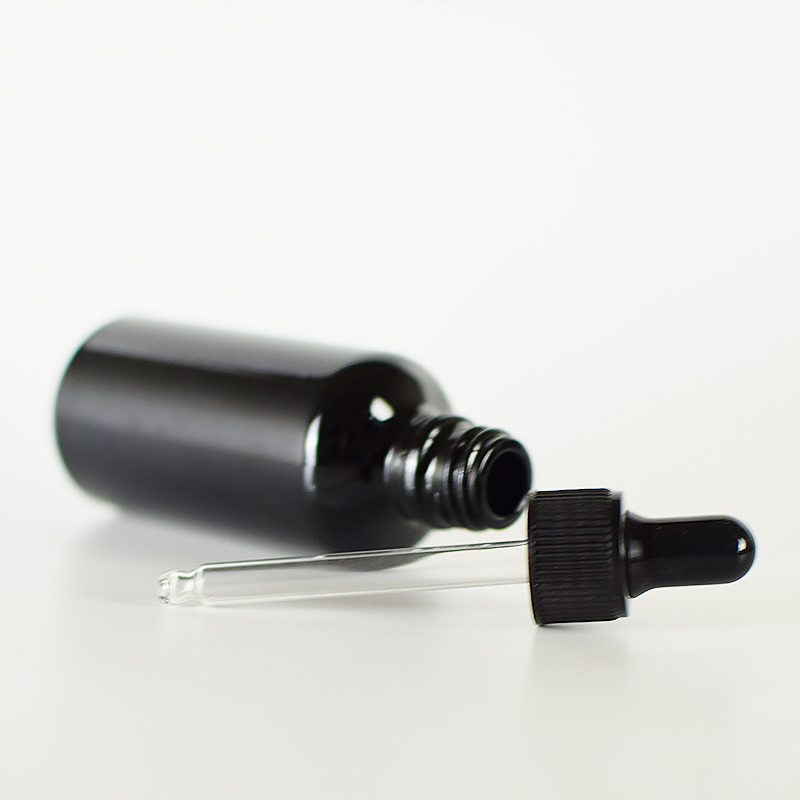 Pipette dropper trans cosmetic packaging small black drop bottle, glass dropper bottles with packaging
