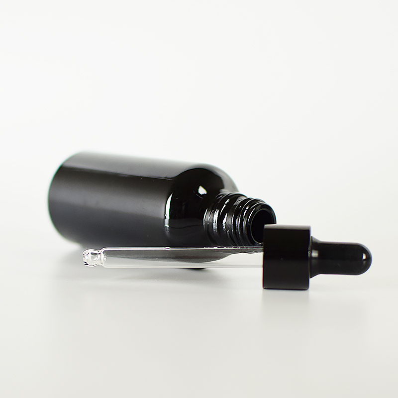 Pipette dropper trans cosmetic packaging small black drop bottle, glass dropper bottles with packaging