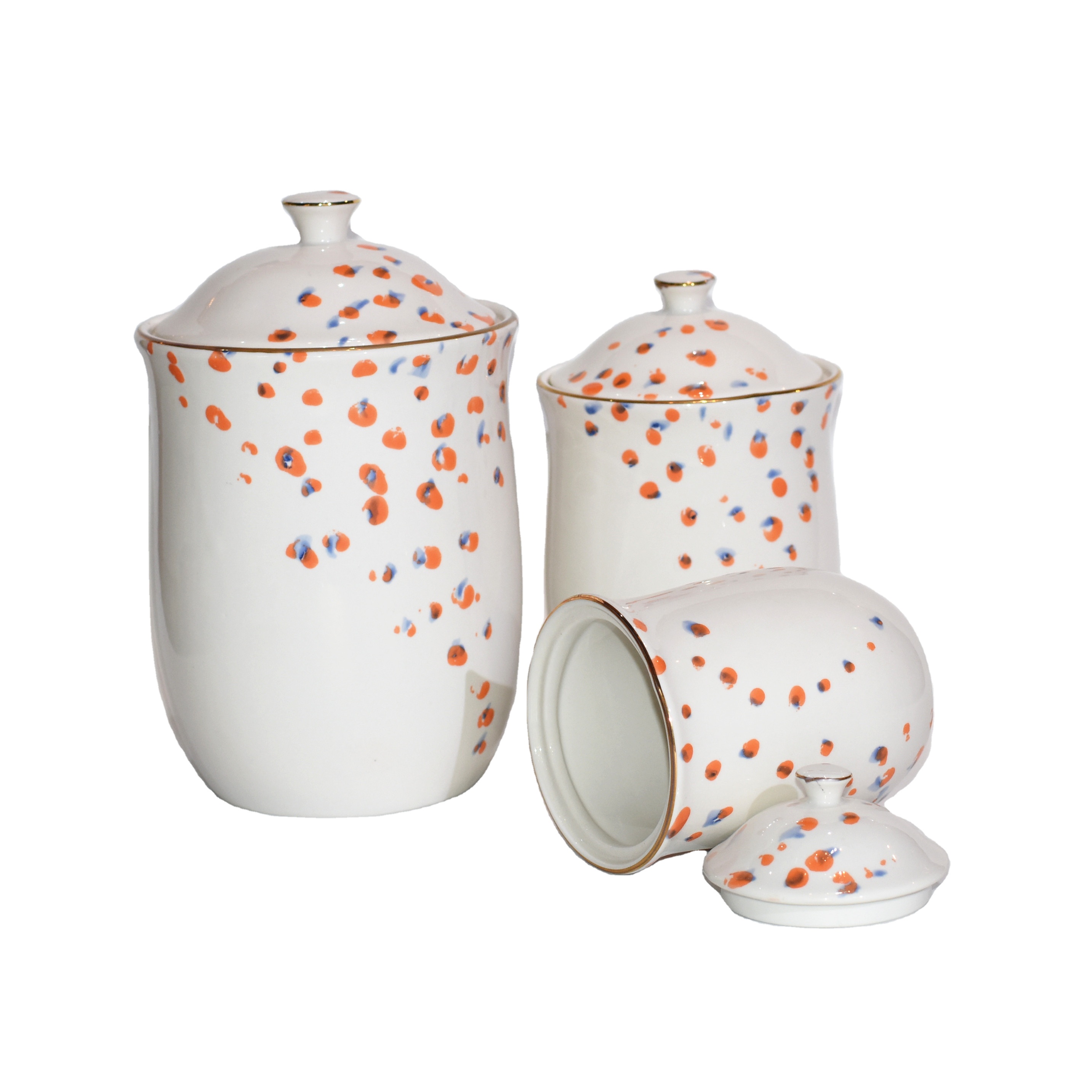 Plain White Ceramic Coffee Tea Storage Canister With Bamboo Lid and Silicone Ring Airtight