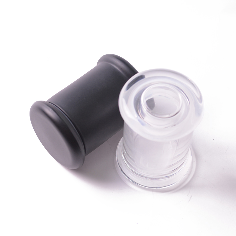 Plain custom logo child proof black airtight spice storage weed container frosted glass stash jar with lid