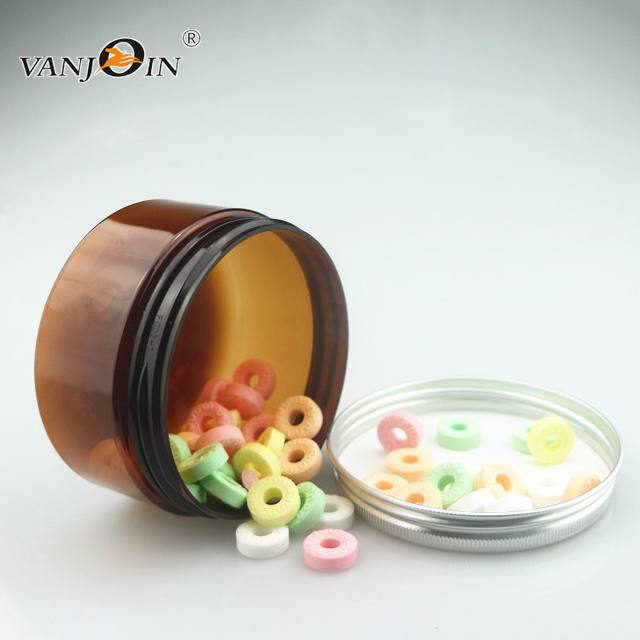 Plastic 100ml 200ml Brown Cosmetic Jar with silver screw cap