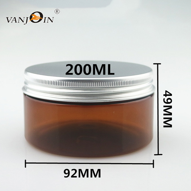 Plastic 100ml 200ml Brown Cosmetic Jar with silver screw cap
