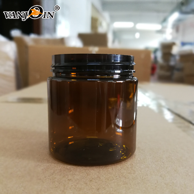 Plastic 100ml 200ml Brown Cosmetic Jar with silver screw cap