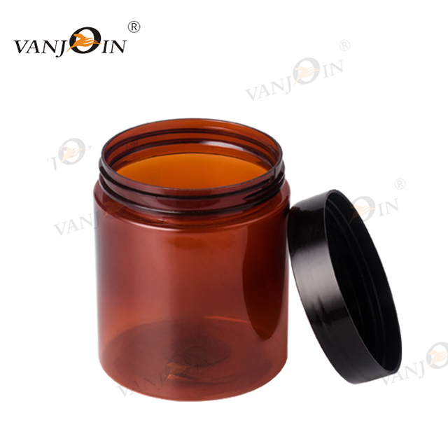 Plastic 100ml 200ml Brown Cosmetic Jar with silver screw cap