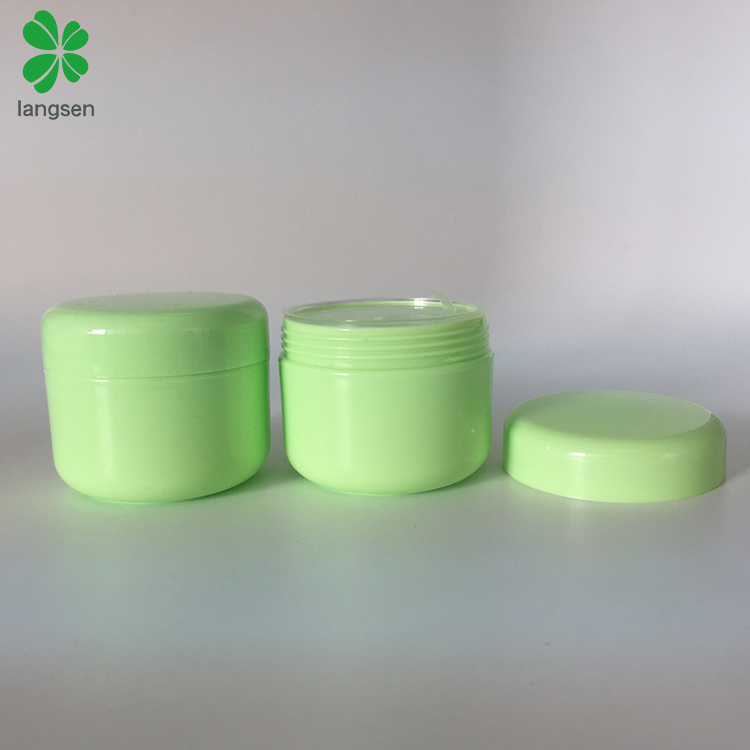 Plastic 50g 2oz Round Green Cosmetic Jars with Liners and Dome Lids, Travel Cosmetic Hair Gel Mask Cream Container