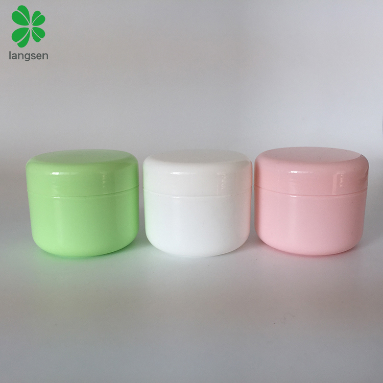 Plastic 50g 2oz Round Green Cosmetic Jars with Liners and Dome Lids, Travel Cosmetic Hair Gel Mask Cream Container