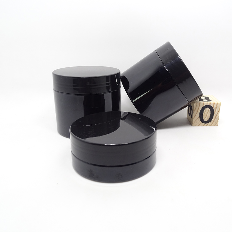 Plastic 8oz Pet Jar for Lip Scrub Container Black Skin Care Cream Round