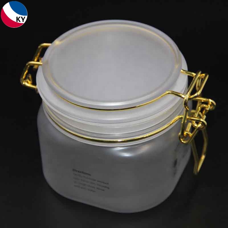 Plastic Body Butter Square Jars Empty Cosmetic Skin Cream Frosted Or Clear Plastic Jar 300 G
