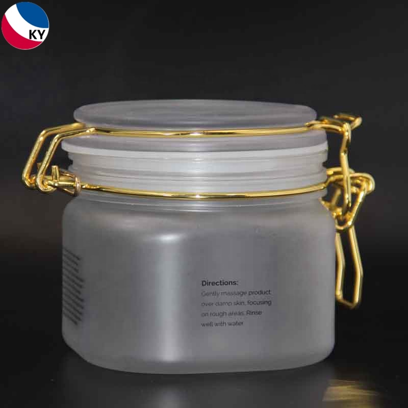 Plastic Body Butter Square Jars Empty Cosmetic Skin Cream Frosted Or Clear Plastic Jar 300 G