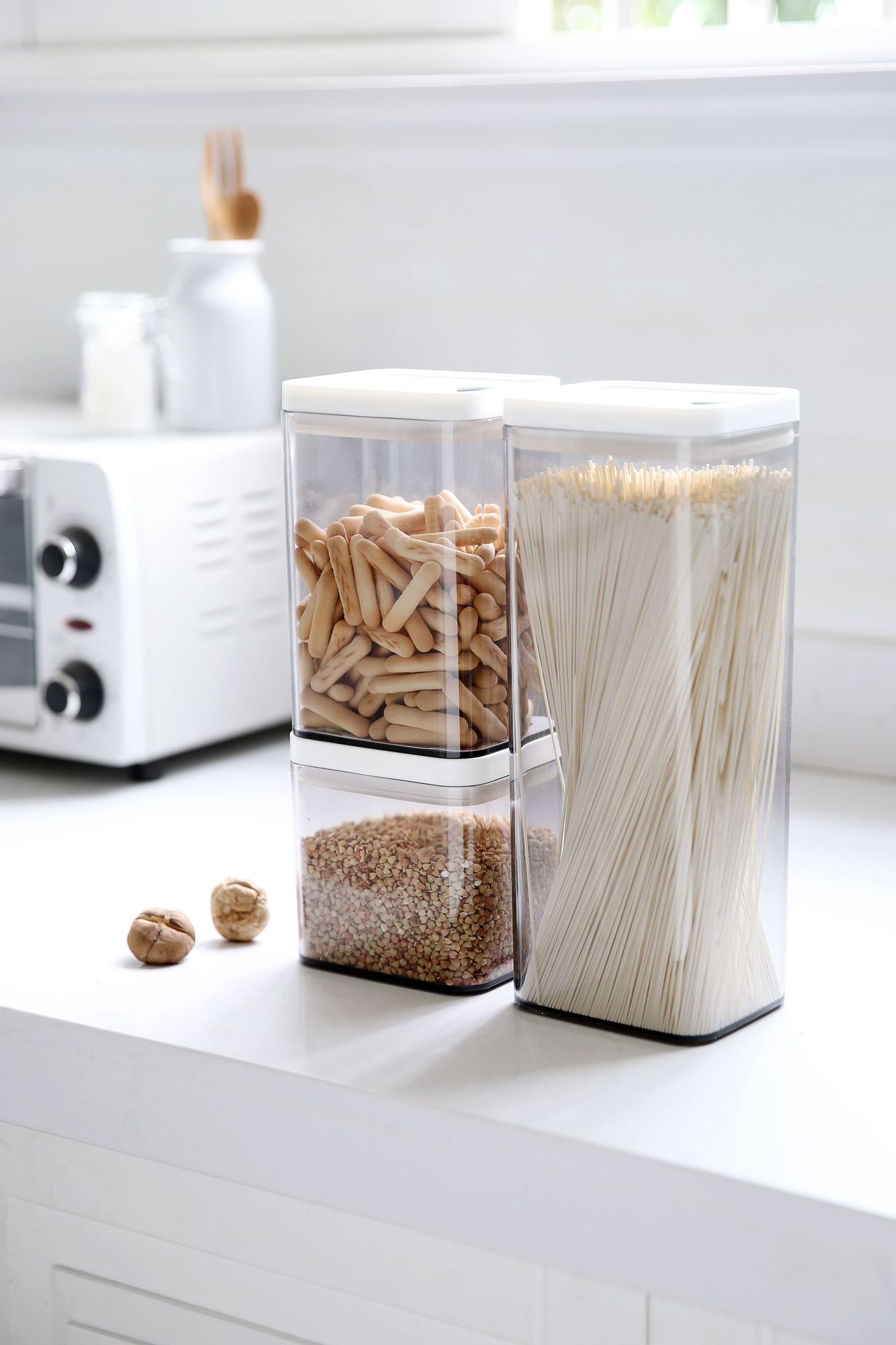 Plastic Cereal Dispenser Containers For Food Storage Kitchen Pantry Fridge Organization Snacks Dry Food