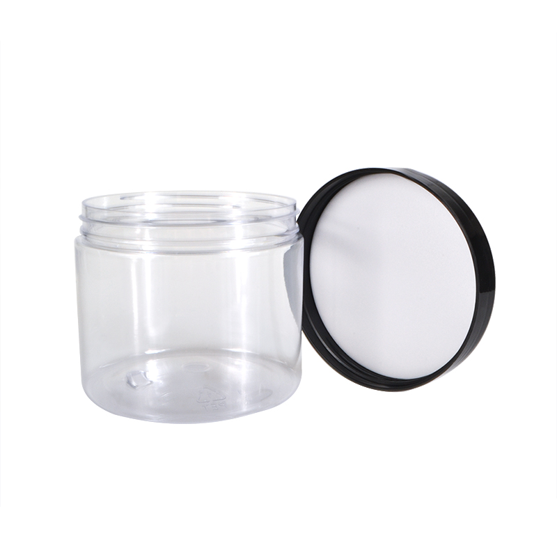 Plastic Container 150ml 200ml 250ml 300ml 400ml 420ml 450ml 500ml 600ml 800ml 1L Round Clear Plastic Jars With Black Lids