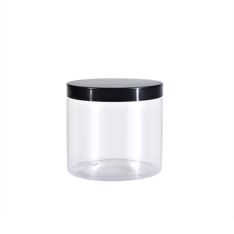Plastic Container 150ml 200ml 250ml 300ml 400ml 420ml 450ml 500ml 600ml 800ml 1L Round Clear Plastic Jars With Black Lids