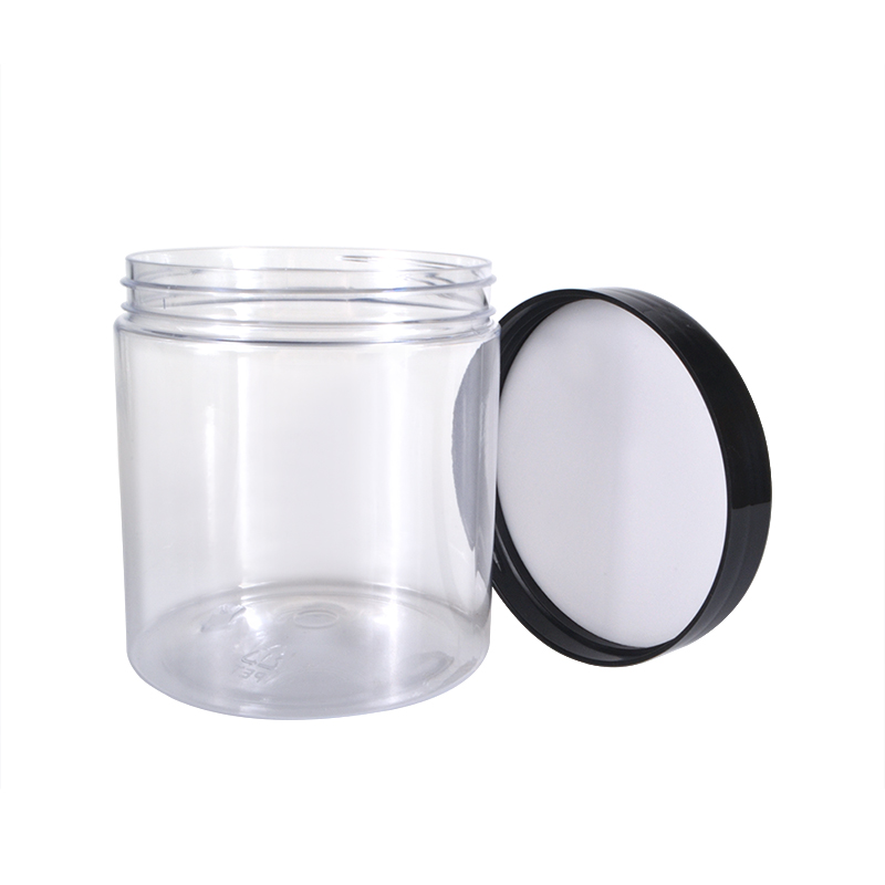 Plastic Container 150ml 200ml 250ml 300ml 400ml 420ml 450ml 500ml 600ml 800ml 1L Round Clear Plastic Jars With Black Lids