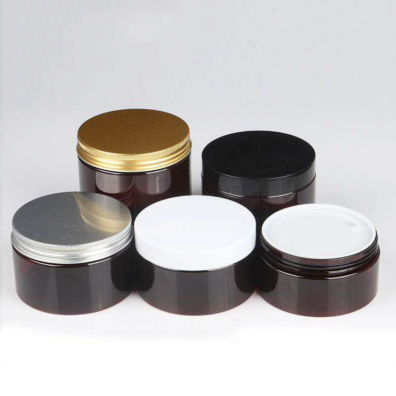 Plastic Container 1oz 2oz 4oz 8oz Large Plastic Candy Jars Amber Clear Body Scrub Butter Pet Jar With Lid