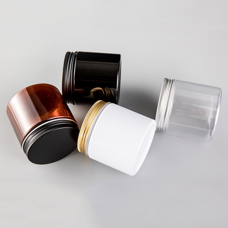 Plastic Container 1oz 2oz 4oz 8oz Large Plastic Candy Jars Amber Clear Body Scrub Butter Pet Jar With Lid