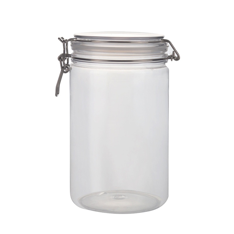 Plastic Container 250ml 220ml 450ml 1000ml 2000ml air seal PET Plastic Kilner jar with Metal lock