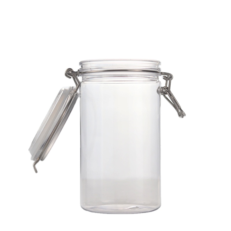 Plastic Container 250ml 220ml 450ml 1000ml 2000ml air seal PET Plastic Kilner jar with Metal lock