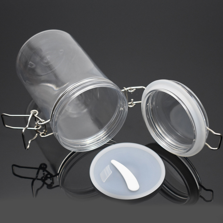 Plastic Container 250ml 220ml 450ml 1000ml 2000ml air seal PET Plastic Kilner jar with Metal lock