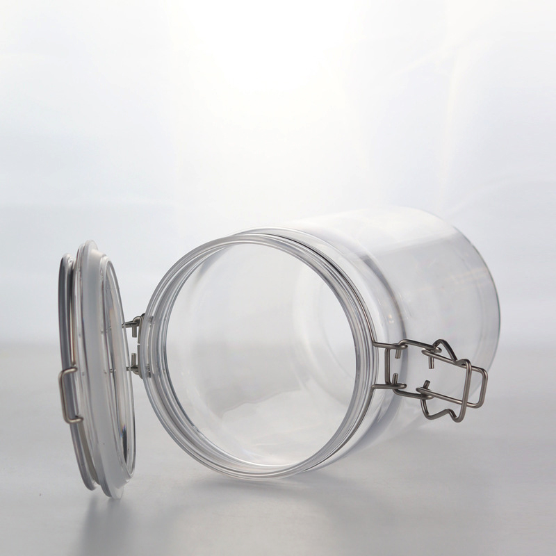 Plastic Container 250ml 220ml 450ml 1000ml 2000ml air seal PET Plastic Kilner jar with Metal lock