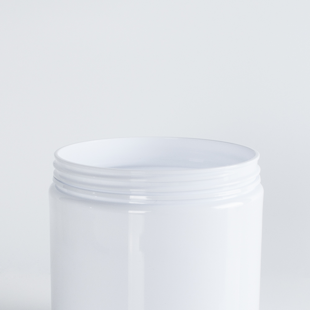 Plastic Cosmetic Containers pomade jar Straight Edge Low Profile Wide Mouth White Jars 100g